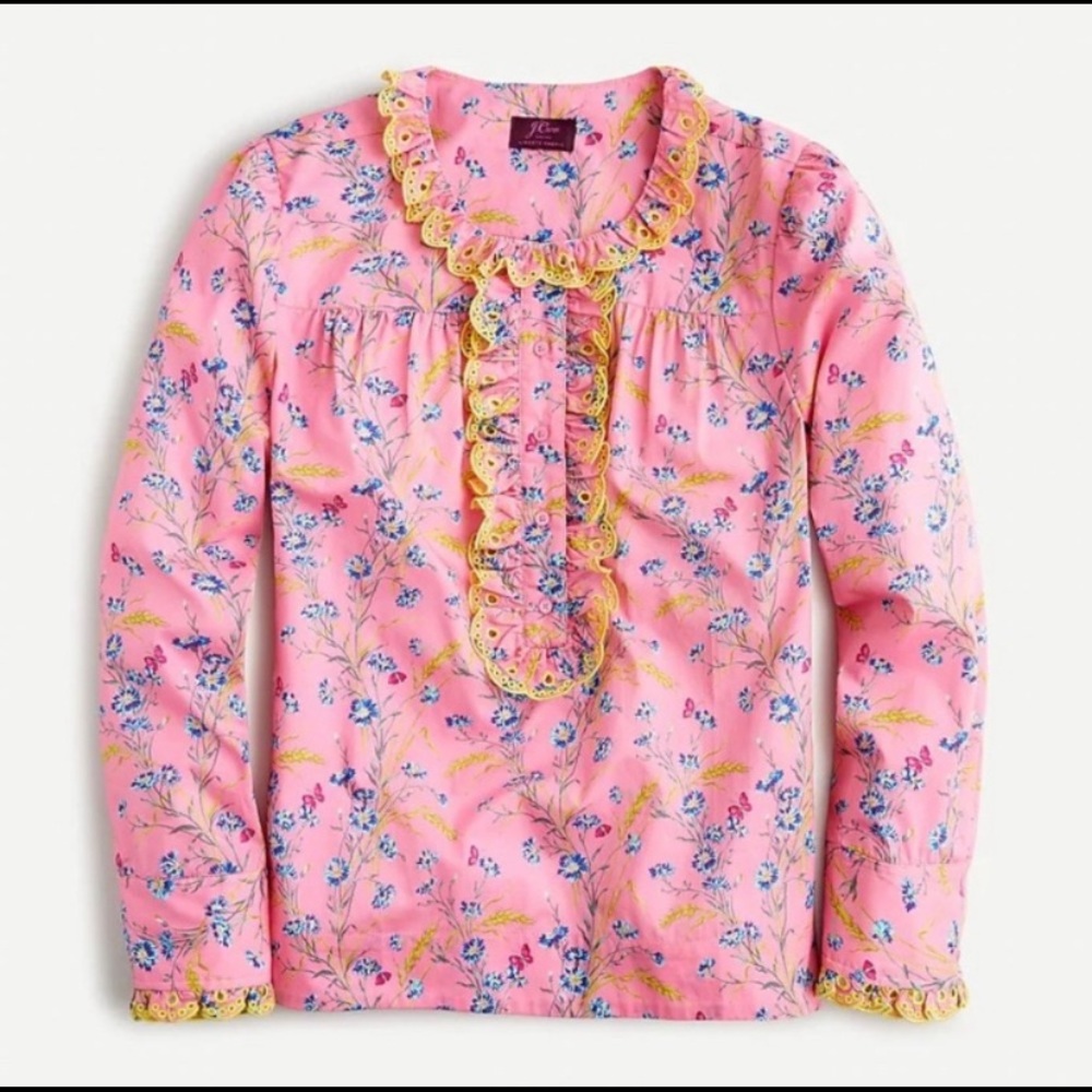 J. Crew Pink Liberty Print Popover